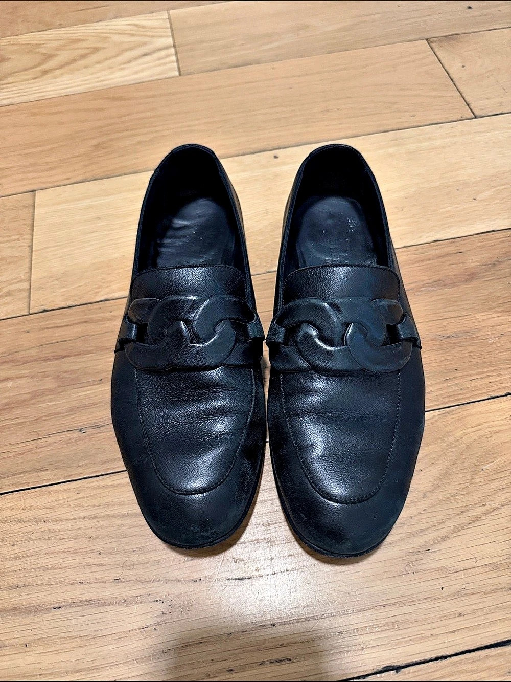 Hermes Black Leather Loafers EU 37
